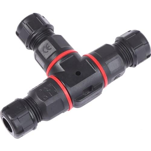 1pcs IP68 Waterproof connector T Shape 3 Pin 250V 24A Cable Wire Gland Sleeve Connect Outdoor 3-core Wire Waterproof Connector