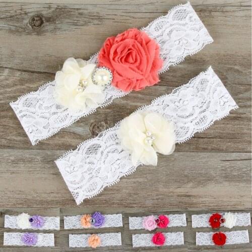 2pcs/Lot Elegant Bridal Garters Set Bridal Toss Garter Beaded Keep Garter Cream Lace Handmade Wedding Gift