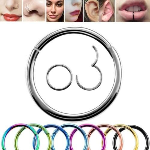 2021 Surgical Steel Nose Ring Clicker Septum Piercing Clicker Ear Lips Cartilage Pircing Earring Helix Septum Cliker Ring 1pcs