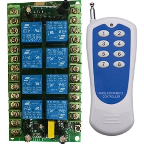 500m AC 220V 8 Channels 8CH RF Wireless Remote Control Switch Remote Control System receiver transmitter 8CH Relay 315/433 MHz