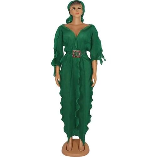 Africa Pleats Pleated New Flare Sleeve Long Dress Loose Large Ruffle Irregular Lady Long Dresses African Maxi Dresses For Women