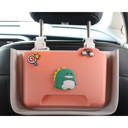 Car Foldable Trash Can Cartoon Storage Box Rear Seat Back Hanging Storage Rack Car Organizer Auto Accessories Interior
