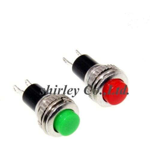 Free shipping 10PCS Push Button Switch DS-314 Self reset 2PIN button switch 10MM NO Green /Red option 0.5A 125VAC