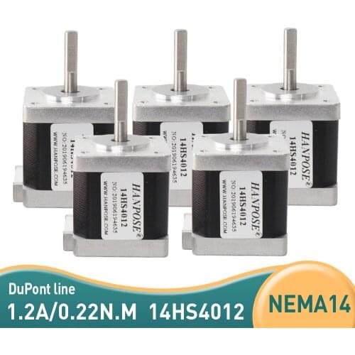Free shipping 5PCS 40mm Nema14 Stepper Motor 35 motor Nema 14 motor 35BYGH 1.2A (14HS4012) motor 4-lead for 3D printer