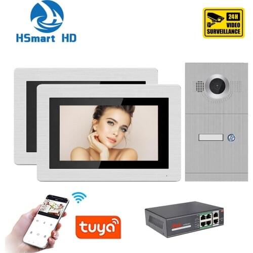 Tuya smart phone wifi 7inch wireless video intercoms for home 1/2/3 indoor Monitor Doorbell with hd camera Outdoor System