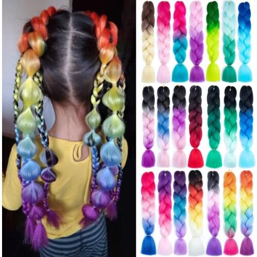 Betella 24" Jumbo Hair Kanekalon Synthetic Braiding Hair Extension For Women Crochet Jumbo Braid Single Ombre Brown Color