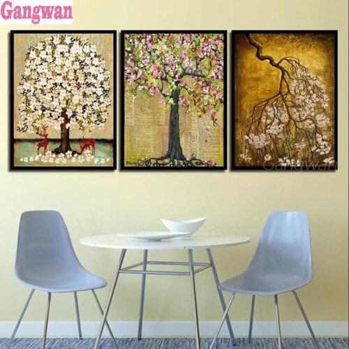 Diy full square round drill 3 pcs diamond painting Tree of life by abstract Landscape mosaic painting kits diamond embroidery