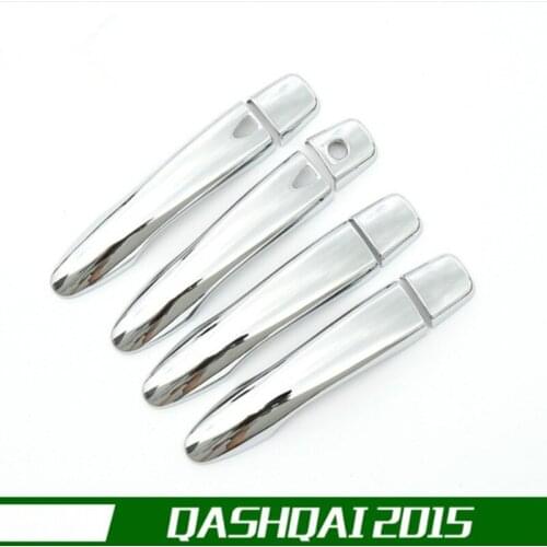 For Nissan QASHQAI 2015 8pcs Chrome ABS Car Door Handle Bar Cover Frame Trim Car Styling