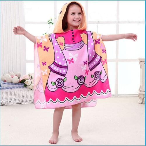 HappyFlute cloth diaper store cartton children cloak towel microfiber printing hooded girls boys swimming beach towels