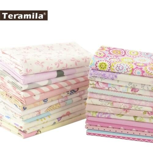 Teramila Cotton Fabric 25 Designs Pink Series Quilting Charm Packs Fat Quarter Meter DIY For Bedding Clothing Dress Home Textile