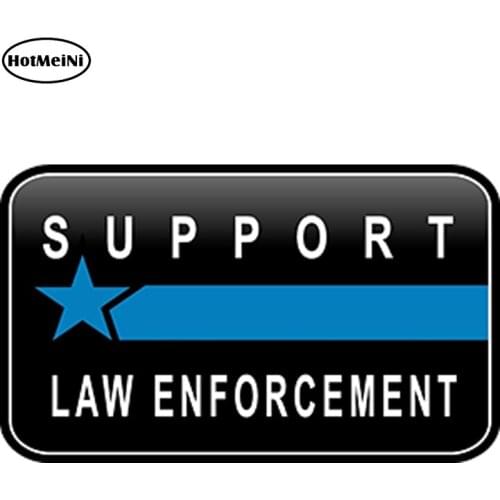 HotMeiNi 16cm x 8cm Car Styling Pro Waterproof Car Sticker Support Law Enforcement Blue Line Support Decal Bumper Accessories