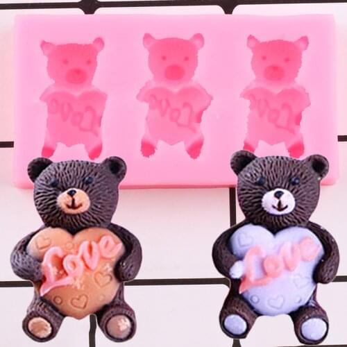 Bear Silicone Mold Baby Birthday Cake Decorating Tools Fondant Chocolate Gumpaste Mould Cookie Baking Candy Resin Clay Moulds