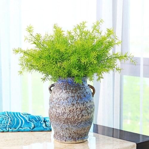 Artificial Plant Green Leaf Simulation Plastic Potted Bonsai Leaves Garden For Home Wedding Plastic Leaf Decor Fake Leaves