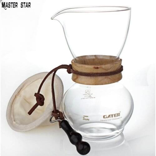 Classic Flannel Filter Nel Drip Coffee Pot Heat-resistant Glass Jug With Solid Wood Retro Brewing Coffee tea Pot