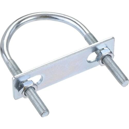 Uxcell Round U-Bolt 2.36"(60mm) Inner Width 100mm Length Steel M8 with Nut, Plate 1 Set