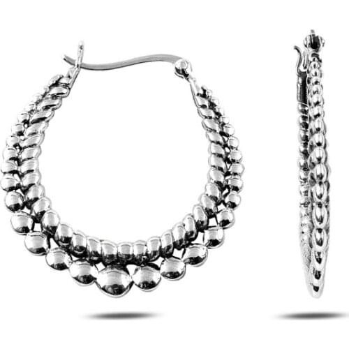 KUTAYDAN Oxidized Ring Earrings 925 Sterling Silver