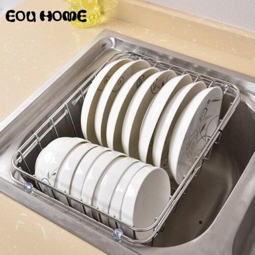 Multifunctional Stainless Steel Sink Draining Racks Holders Retractable Dish Drainer Rack Vegetables Basket Kitchen Storage Box