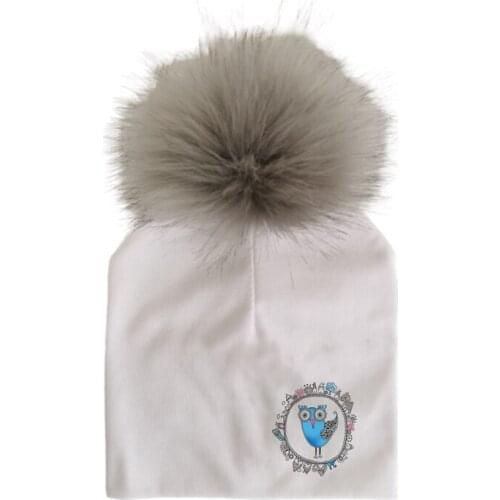 Fashion animal owl with lovely big eye flower toddlers infant bonnet with pompom baby hat for boy and girls hat cap for babies