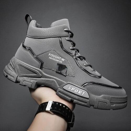 New Men Boots Leather Waterproof Lace Up Military Boots Men Ankle Lightweight Shoes for Men Sneakers Spring Autumn Casual