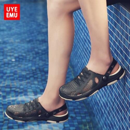 UYEEMU Wading Shoes Slippers Mens 2021 Summer New Trend Outdoor Wear Baotou Cave Beach Deodorant Sandals Size 39-45 #905-1