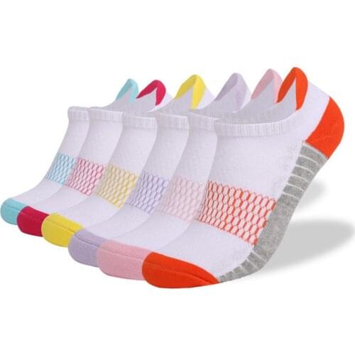 6 Pairs Ankle Running Socks Breathable Elastic Cotton Low Cut Cushioned Tab Socks for Sports
