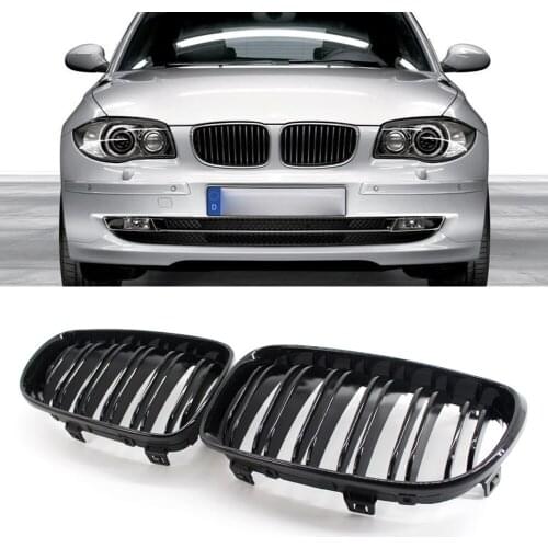 New Kidney Grille Double Slat Gloss Black Kidney Grill 1 Pair for BMW E81 3-Door E87 5-Door E82 Coupe E88 Cabriolet 1 Series