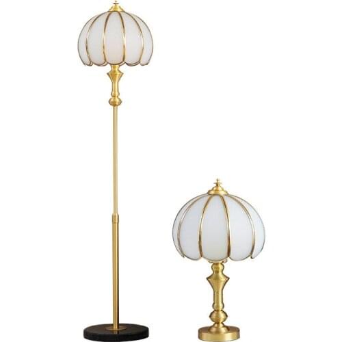 New Style All-Copper Chinese Style Living Room Floor Lamp Study Bedroom Bedside Lamp Vertical Table Lamp Modern Simple Light