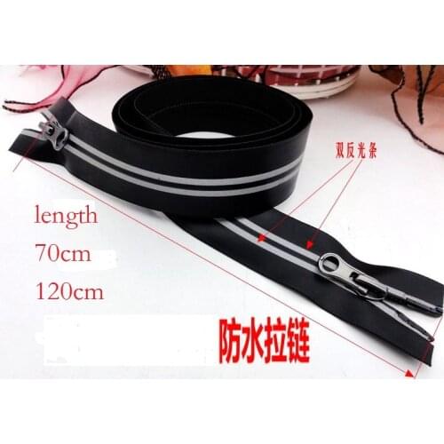Total Width 3cm 7# nylon70cm 120cm 1pcs waterproof reflective zipper double sliders two pullers coat jacket wind-proof garment