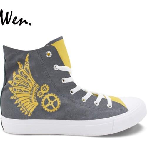 Wen Original High Top Sneakers Steam Punk Hand Painted Unisex Canvas Shoes Design Custom Boys Girls Athletic Shoes Gifts