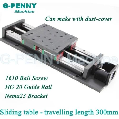High Precision sliding table traveling length 300mm Chinese HG 20 Linear Guide Rail linear motion Ball Screw 1610 for Z axis