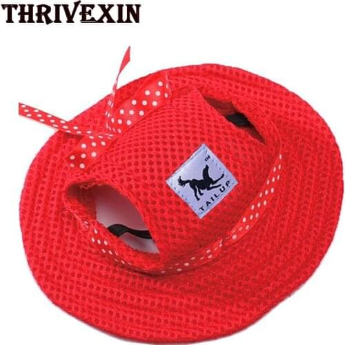 Dog Cat Sunhat Cap with Ear Holes and Chin Strap Visor Baseball Cap Canvas Sport Hat For Small Medium Dogs Cats Caps Pet