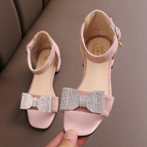 Children Beach Shoes Gladiator Sandal Kid Princess Summer Shoes Girl Roman Rhinestone Bow Fashion Wedges Sandals 2021 33 3-12