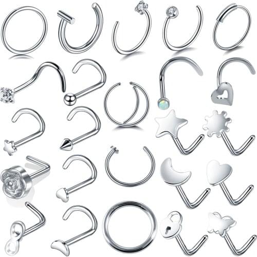 1PC Steel Nose Screw Piercing Nostril Earring Cartilage Piercings Fake Nose Septum Hoop Women Nariz Stud Piercing Jewelry