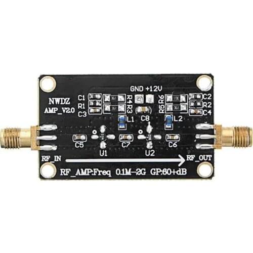RF Wideband Amplifier LNA 0.1M-2G Gain 60DB Two-Stage Amplification Professinal o AMP Module