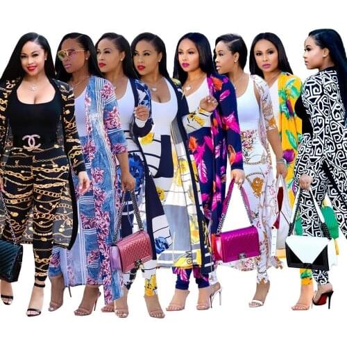 Tie dye plus size jumpsuit long-sleeved printed jacket cape tights two-piece set womens clothing