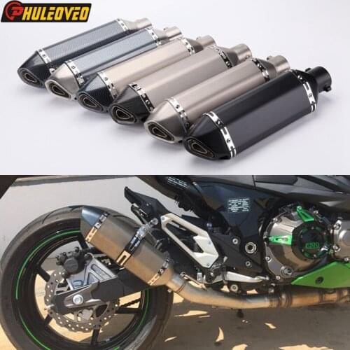Inlet 51mm L:370mm Motorcycle Exhaust Muffler Silencer Escape Demper with DB Killer for FZ1 FZ6 YZF R125 NC700X ER6N MT07 CBR300