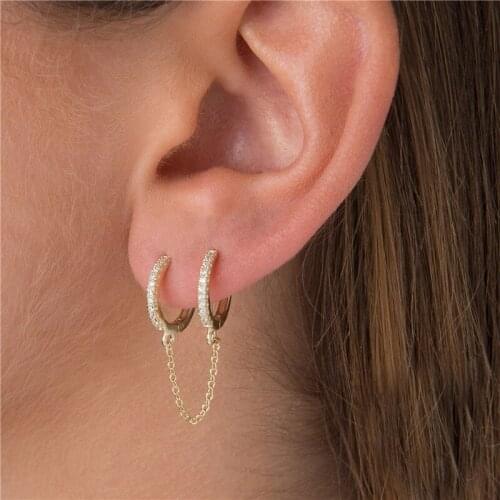 Hip Hop Female Small Zircon Stone Earrings 925 Sterling Silver Gold Clip Earrings For Women Vintage Round Wedding Earrings