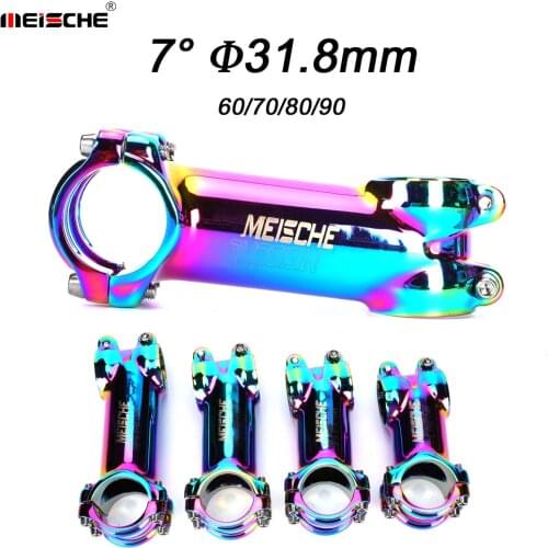 Meische Rainbow Bike Stem Extender Bicycle Handlebar Stem 7 Degree MTB Bar Riser 31.8 60/70/80/90mm Mountain Bike Parts