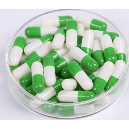 0# 1,000pcs!green-white empty capsules size 0,hard gelatin empty capsules(joined or seperated capsules available)