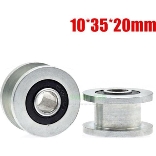 1pcs 10*35*20mm H grooved wheel, metal non-standard grooved pulley/roller, 6000-2RS bearing wheel/rolling guide wheel
