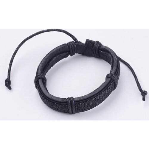 1pcs Adjustable Unisex Cowhide Cord Bracelets Leather Cord Layers Stackable Bracelets Bangle for Women and Men