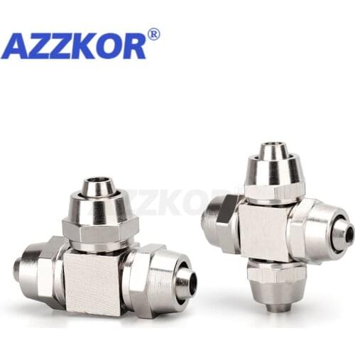 Pneumatic Connector Lock Female White Plated T-type Quick-twist Three-way Four-way Pipe Joint Female Thread 6MM-12M 1pcs