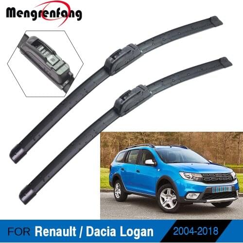 2 Pieces Car Frameless Front Windscreen Wiper Soft Rubber Wiper Blades For Renault Dacia Logan I II 2004-2018