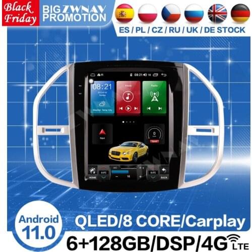 6+128G Tesla Screen Android 11 Radio Receiver For Mercedes-Benz Vito 2016 2017 2018 2019 Car Audio Stereo Video Player Head Unit