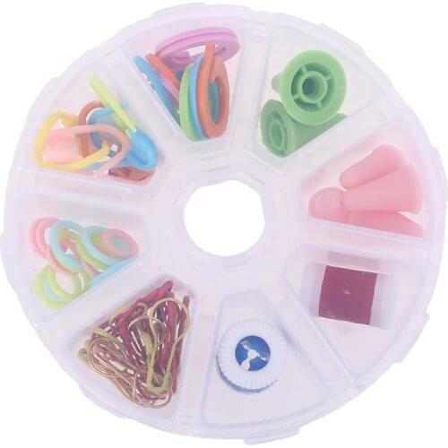 OOTDTY 69pcs Knitting Crochet Locking Stitch Markers Needles Protectors Counter Counting Circle Gourd Pins Sewing Accessories
