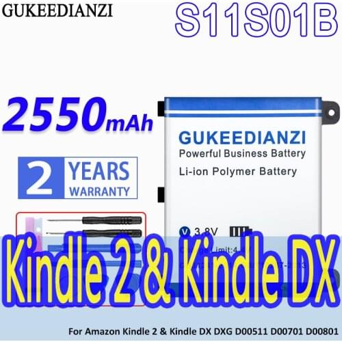 GUKEEDIANZI High Capacity Battery S11S01B 2550mAh For Amazon Kindle 2 & Kindle DX DXG D00511 D00701 D00801 Bateria