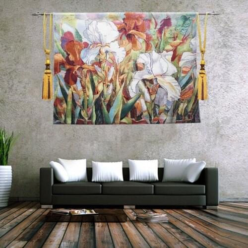 Belgium Tapestry Home Textile Landscape Poppy Decor Background Cotton Jacauard Fabric Wall Hanging Tapestries 138 * 107cm