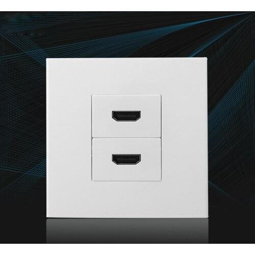 White Color HDMI1.4 Bending 90 Degree HDMI Wall Outlet 86x86mm Worldwide Using Faceplate
