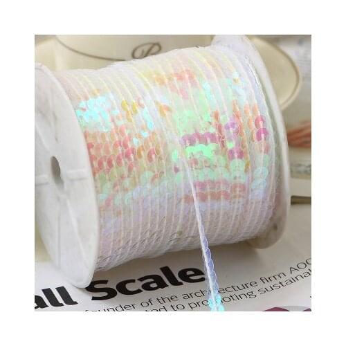 Free shipping 6mm Beautiful Transparent AB Sequin Ribbon Trim Craft Sewing Trimming 100 yards/lot