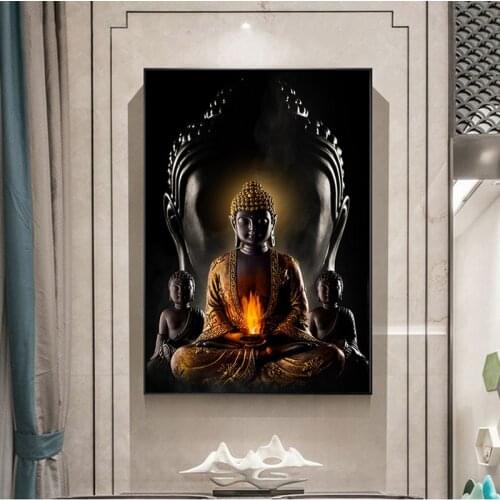 God Buddha Meditation Oil Painting on Canvas Buddhism Posters Prints Modern Religious Wall Art Picture for Living Room Cuadros